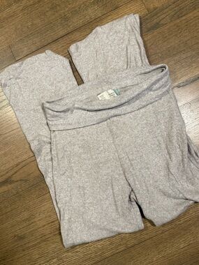 Anthropologie Grey Fold Over Button Leg Lounge Pants: Size Small
